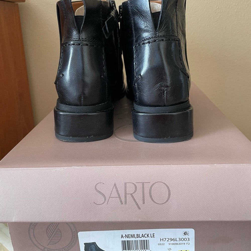 SARTO By Franco Sarto Black Leather Ankle Boots - Picture 2 of 6